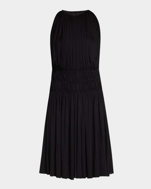 Ruched Sleeveless Fit-&-Flare Dress